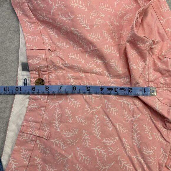 Old Navy Everyday Shorts Womens Size 6 Chino Pink Print Mid Rise 100% Cotton - Picture 5 of 9